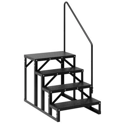 Studyset 4 Step RV Steps With Handrail, 660 Lbs RV Stairs Handrails Ladder With Anti-Slip Panel, Portable Stairs Steps For RV, Mobile Home, Hot Tub, Outdoor