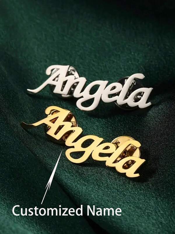 1 broche personnalisée en or avec nom - broche élégante en acier inoxydable avec lettre personnalisée, choix idéal pour les anniversaires, les mariages, les cérémonies de remise des diplômes et les cadeaux de famille spéciaux, accessoire multifonctionnel pour toutes les saisons, cadeau personnalisé | Style élégant | Broche