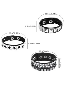 Brățări cu țepi, punk, din piele, cu nituri, brățară tip manșetă pentru bărbați și femei, set de brățări punk rock, brățară tip manșetă din piele cu țepi, anii '80, brățară emo, accesorii punk reglabile, brățară tip manșetă din piele cu țepi, pentru purtare zilnică și cadouri, bal, Halloween