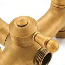 YUNRUX Retro Nostalgia Bath Faucet Wall Faucet Bathtub Faucet Shower Faucet Antique Gold Brass Bath Mixer Tap Faucet Shower Set With Hand Shower - Bronze - View 6