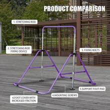 Gymnastics Bar Expandable Horizontal Training Bars For Home Gym Purple - 紫色 - 查看 6