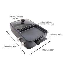 kangten Parties 2-In-1 Electric Hot Pot And Barbecue Grill Non-Stick Teppanyaki Flat Pan - Black - View 3