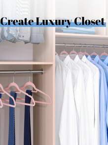 Juego de 5 piezas/10 piezas/20 piezas de perchas de terciopelo, perchas de ropa ahorradores de espacio con barra para corbatas, perchas de fieltro antideslizantes con muescas para los hombros, perchas resistentes para trajes, camisas, pantalones, vestidos - Multicolor - Ver 10