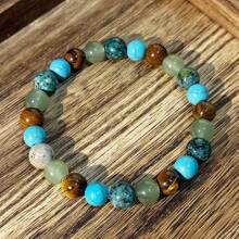 1PC/Anxiety Bracelet African Turquoise-Tiger Eye Stone Natural Stone Bracelet Gift First Choice - Multicolor - View 3