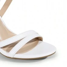 Women Multi Strap Chunky Heeled Sandals Soft Comfort Block Heeled Sandals For Prom Dancing Wedding - 白色 - 查看 5