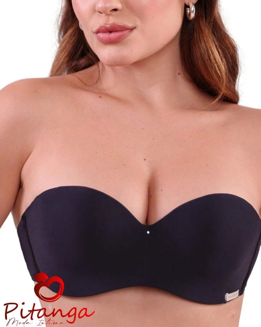 Women's Strapless Bra With Padded Removable Adjustable Strap Premium Comfort Everyday Sexy Laser Cut Breathable Lingerie Comfort Bandeau - màu đen - Xem 1