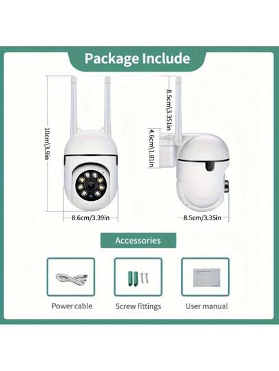 1pc 1080P Wireless WiFi Slimme Home Security Camera, 350° Viewing Angle, Spherical Motion Detection Function, Night Vision Alarm Push 2.4GHz Network, Wand Mounted Indoor Surveillance Supports Application Control. Monitoring IP Safety Monitoring, Elderly Children Caregiver, USB Power Supply view 5
