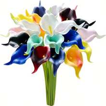 4/10/20 Piezas Flores Artificiales de Cala Lili, Flores de Cala Lili Realistas de Textura Simulada para Decoración del Hogar, Jardín, Oficina, Fiesta, Boda, Ramo, Centro de Mesa, Pascua - Multicolor - Ver 30