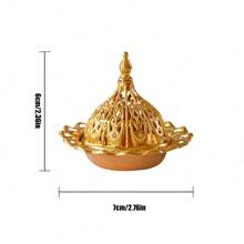 1个/5个装 开斋节迷你皇冠复古镂空铜香炉架，金色阿拉伯香炉，家居装饰檀香香炉 - 金色 - 查看 6