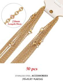 10/50/100pcs Stainless Steel 18K Gold Plated Necklace Chain, Anti-Tarnish Fine Delicate Chain, Jewelry Making Supply - 50cm - View 10