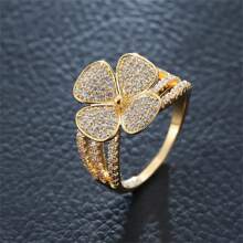1pc Women's Fashion Elegant Copper Inlaid Zirconia Flower Ring, Wedding Party Jewelry, Holiday Gift - Ring - View 15