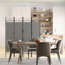 4-Panel Room Divider Folding Privacy Screen With Polyester Cloth 182CM Privacy Divider For Bedroom Living Room Study - Grey - View 5