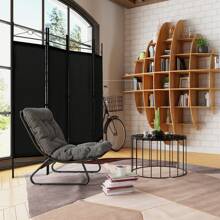 4-Panel Room Divider Folding Privacy Screen With Polyester Cloth 182CM Privacy Divider For Bedroom Living Room Study - 黑色 - 查看 6