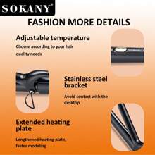SOKANY 多功能卷发器，美容院棒，卷发拉直两用，干湿两用，可调温度，最高加热至 950 度，纳米钛技术，360 度旋转电源。适用于家庭和发廊。