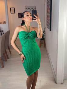 Strapless Dress - Green - View 2