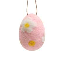 1pc Handcrafted Wool Felt Easter Eggs Colorful Textured With Floral And Bunny Designs Ideal For Tabletop Room Decor, Craft & Party Embellishments