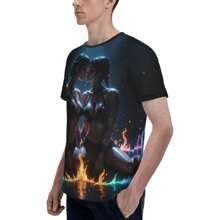 Flame Beauty Graphic T-Shirt For Men Novelty Sexy Girls 3D Printed Short Sleeve Shirt Fashion Tee Tops