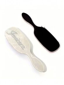 [Customized]Personalized Hair Brush Comb Marbled Pattern Handle Paddle Brush Custom Rhinestone Personalization Custom Name Letter Anti-Static Airbag Brush Scalp Hair Massage Hairbrush Cute Gift,Multi-Functional,Space-Saving,Ornamental,Letter,Exquisite,Stylish,Vintage,Unique,Customized,Personalized,Custom,Ideal Gifts For Her,Girlfriend,Her,Grandparents,For Anniversaries,For Weddings - Multicolor - View 14