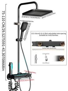 1set Gun Grey Digital Display Shower Faucet Set, Hot & Cold Water Tap, Home Bathroom Shower System, Wall Mounted Luxury LED Light, Powered By Water, Rainfall Shower Head With Handheld Sprayer, Bathtub Spout, Full Shower Combo Set Bathroom Accessories Bathroom Tools - Grey - View 10