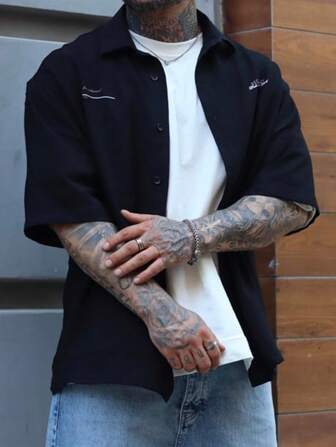 Camisa polo de manga corta con estampado de letras para hombre, de moda para el verano