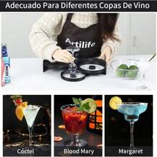 Escarchador Micheladas Vasos Y Copas 3 Discos Escarchador de Vasos Rimmer de Vidrio de Plástico Copas y Tarros Rimmer de Sal de Margarita Escarchador de Micheladas con 3 Bandejas Giratorias Accesorios para Bar Cóctel Cocina Bartops Bartender Copas y Tarros de Silicona Accesorios Tarros Rimmer de Sal Bartops Bartender cafés Accesorios para Bar - Negro - Ver 6