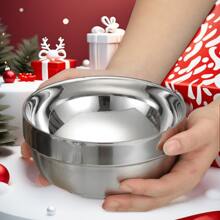 1 件/6 件不锈钢双层防滑防烫闪亮餐碗，可堆叠，易于清洁，适用于面碗、饭碗、汤碗，适用于家庭、酒店、婴儿使用、圣诞派对、成人和儿童