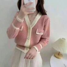 Women's Knitted Sweater Top - 粉色 - 查看 2