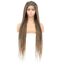 Full Double Lace 36'' Triangle Knotless Box Braided Wigs For Women Box Braided Full Lace Front Wig With Baby Hair Synthetic Natural Looking Cornrow Braids Wig