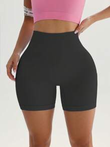 TCVC 女士瑜伽健身口袋罗纹短裤，亲肤百搭高弹力收腹提臀室内/户外瑜伽休闲短裤 - 深灰色 - 查看 2