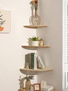 1pc/3pcs Set Corner Wall Shelf, Floating Corner Wall Shelf, Corner Storage Rack, Corner Shelf Bracket, Shelves And Storage Rack, Wooden Edge Floating Shelf, Rustic Style Wooden Wall Mounted Storage Display Rack, Suitable For Living Room, Bedroom, Bathroom, Kitchen, Room Decor, Garden Decor, Wedding Decor, Home Decor - Wood Color - View 7