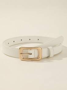 1 件优雅太阳形扣纯色 PU 皮革女士腰带，夏季新款夏季、学校秋季、秋季、万圣节 - 日字扣 - 查看 17