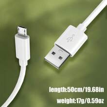 1 Cable Micro USB, blanco de 19,7 pulgadas, 2 en 1 para carga y transmisión, compatible con múltiples dispositivos, esencial para la oficina y los viajes. Es compatible con una amplia gama de dispositivos y es un elemento esencial tanto para el trabajo de oficina como para los viajes. - Blanco - Ver 4