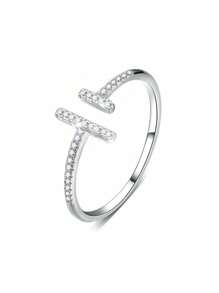 1 Stück verstellbarer Parallel-Diamantring aus 925er Sterling-Silber für Frauen, Verlobungsring, Ewigkeitsring, Jahrestags-Ring, Luxus-Schmuckgeschenk für Frauen
