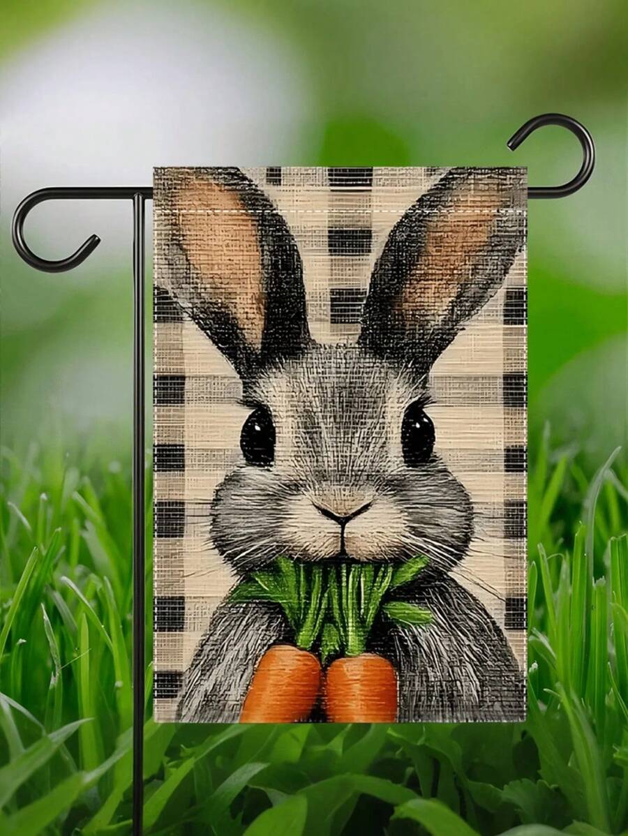 1pc Charming Easter Garden Flag - Double Sided Linen, Weather Resistant, Washable Easter Scene Banner, 12x18 Inches, Suitable For Indoor/Outdoor Use, Outdoor Decoration, Easter Decoration, Spring Decoration, Holiday Party Decoration, Outdoor Easter Decoration (Excluding Pole)