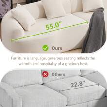 YOGLAD 110" Curve Modular Sofa Couch, Deep Seat Cloud Couch, Chenille Fabric 4-Seater Comfy Cloud Couches For Living Room Apartment Office, No Assembly Required Sofa Set - Màu be - Xem 4