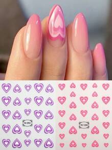 Beauty Sticker 2sheets Heart Print Nail Art Sticker Nail Stickers DIY - Multicolor - View 2