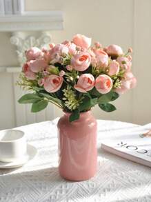 1 pièce/2 pièces/4 pièces Bouquet artificiel de pivoines de 28 cm, bouquet de roses en soie, fleurs artificielles de printemps pour mariage, fête, décoration de vase et de maison parfaite - Gypsophile 05 - Voir 5