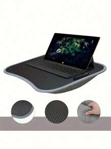 1pc Portable Small Pillow Desk, Laptop Desk, Slouchy Desk, Tablet, Desk On Table Bed, Student Dormitory Bed Removable Multifunctional Carbon Fiber Patterned Pillow Computer Bracket, Heightened Laptop Pad