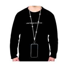 Cell Phone Lanyard Smartphone Neck Strap High Shine Rhinestone Black