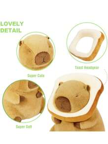 23cm Capybara Plush, Cute Plushies Capybara Stuffed Animal, Soft Capybara Plush Toys, Kawaii Plush Stuffed Toys With Wearable Bread Plushies Gifts For Kids Adults Birthday - Multicolor - View 2