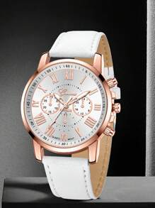 JasonRolls 3 Pièce/Set, Montre pour Femme, Élégant Ensemble de Montre à Quartz - Chiffres Romains à la Mode, Bracelet en PU, Boîtier en Alliage de Zinc - Cadeau Parfait pour Elle