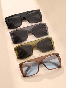 1 副女士 PC 方形大框时尚眼镜，舞台表演、时尚穿着、派对和海滩度假的必备品 - 彩色 - 查看 10