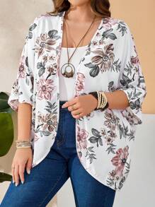 One Plus Size Women's Cardigan Jacket For Spring And Summer Floral Printing Thin Casual Loose Women's Tops
