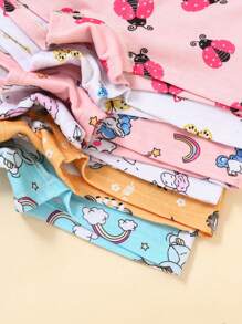 6pcs/Set Girls Cute Cartoon Unicorn, Butterfly & Animal Print Breathable Boyshort Panties - Multicolor - View 4