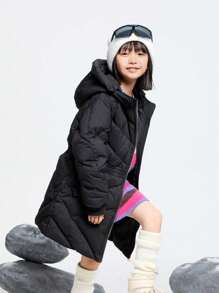 Annil Winter Mid - Length And Long - Length Down Jackets For Tween Girls In Children's Wear - Black - View 3