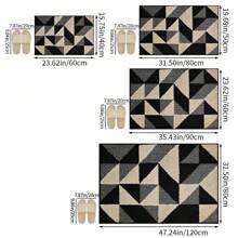 1 Stück rutschfeste Nylon-Fußmatte mit Zwei-Farben-Design, dekorativer Eingangsläufer, Badezimmermatte, Geschenk für Geburtstag, Abschluss, Raumdekoration, Heimdekoration, Badezimmerdekoration, Schlafzimmerdekoration, Küchendekoration, Wohnzimmerdekoration, Bürodekoration, Hausdekoration, Wohnzimmerteppich, Raumdekoration, ästhetischer Teppich - Schwarz - Übersicht 3