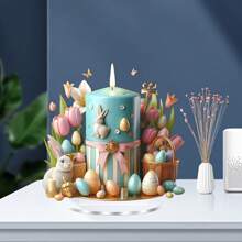 2D Boho Style Easter Candle Decor With Egg Pattern