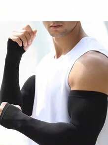1 Pair Plus Size Ice Silk Arm Sleeves, Summer Outdoor Cycling Sun Protection UV Arm Cover Sleeves