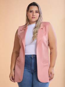 Max Women's Plus Size Vest Laser Cut Neoprene Fabric - 乾枯玫瑰色 - 查看 2