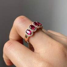 925 Silver Elegant Classic Fuchsia Zirconia Stone Ring, Birthstone Gift For Women, Bridal, Engagement, Wedding, Anniversary - Rose Gold - View 4